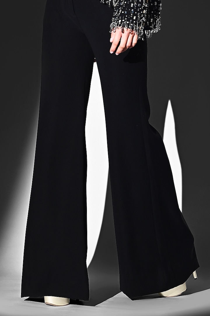 Noir Black Luxe Suiting Glass Beads Embroidered Blazer Set by Nikita Mhaisalkar at Pernia's Pop Up Shop
