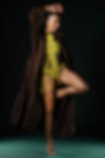 Brown Silk Jacket by Nikita Mhaisalkar at Pernia's Pop Up Shop