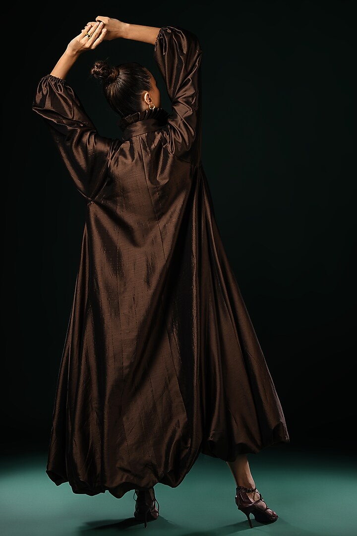 Brown Silk Jacket by Nikita Mhaisalkar at Pernia's Pop Up Shop