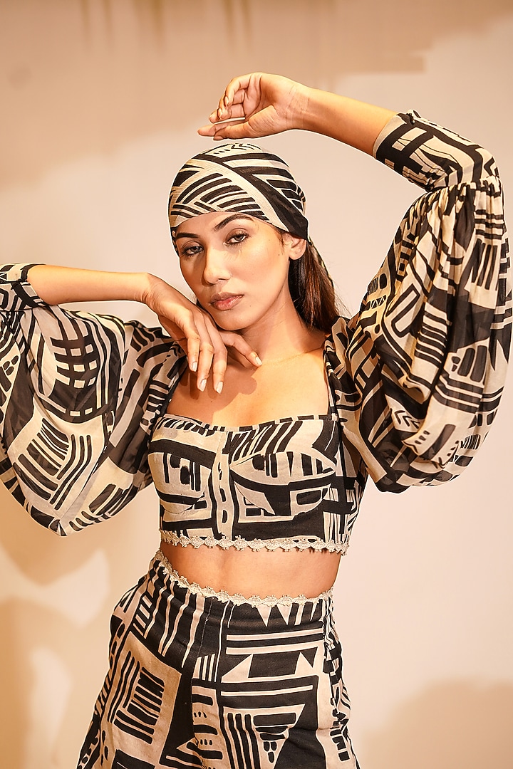 Black & White Pure Georgette Printed Top by Nikita Mhaisalkar at Pernia's Pop Up Shop