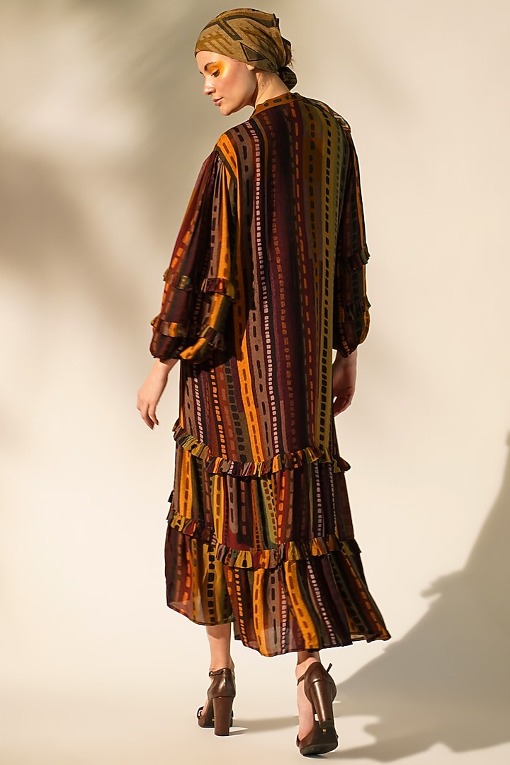Multi-Colored Double Georgette Printed Cocktail Shirt Dress by Nikita Mhaisalkar at Pernia's Pop Up Shop