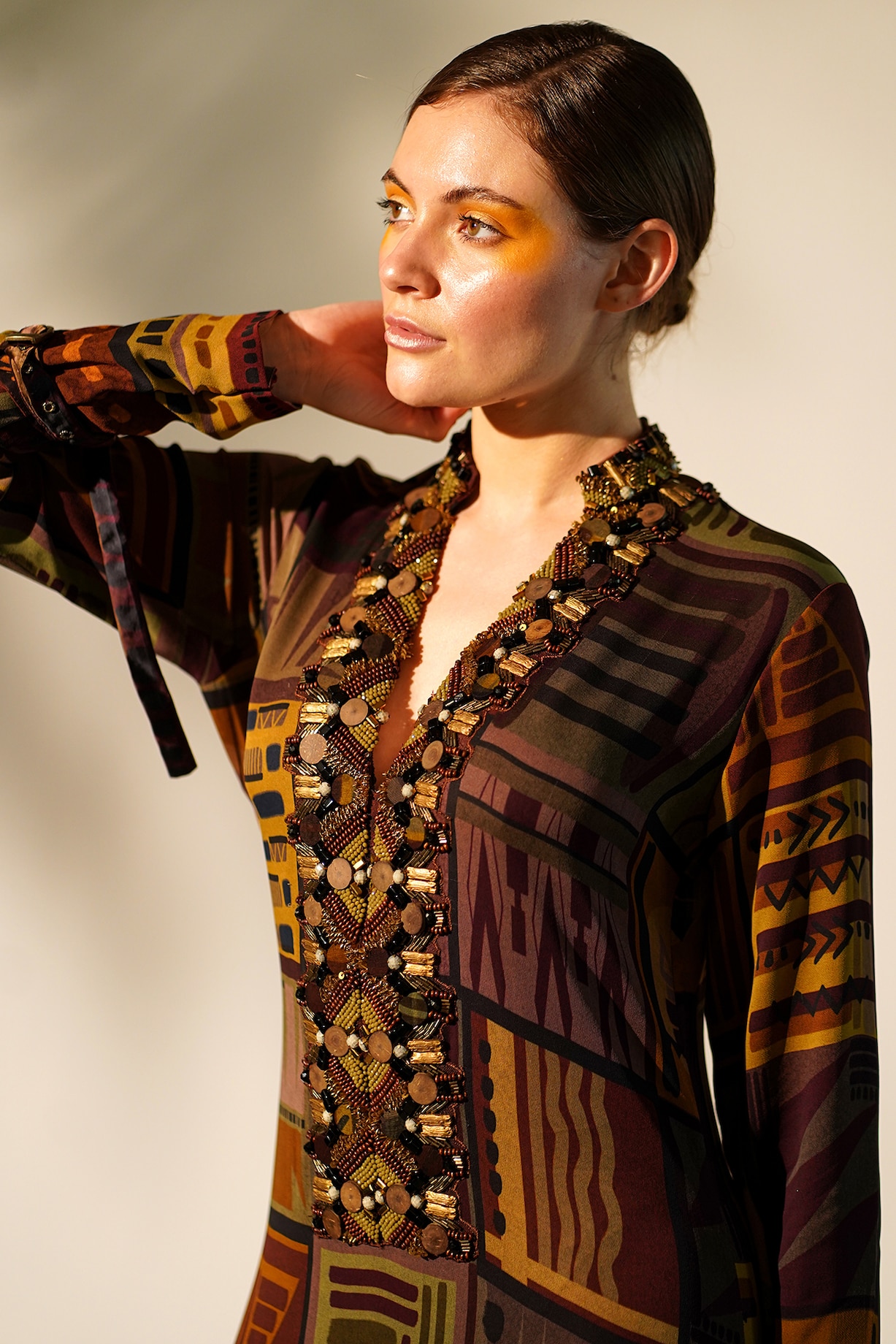 Yoland Printed Embellished Maxi Dress