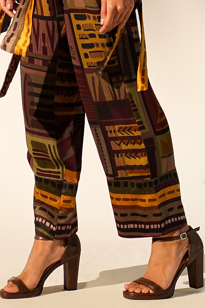 Multi-Colored Double Georgette Printed Pant Set by Nikita Mhaisalkar at Pernia's Pop Up Shop