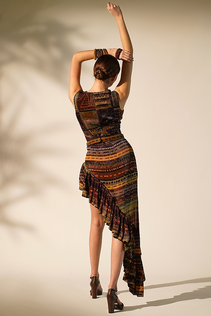 Multi-Colored Sequins Pure Georgette Abstract Printed Top by Nikita Mhaisalkar at Pernia's Pop Up Shop