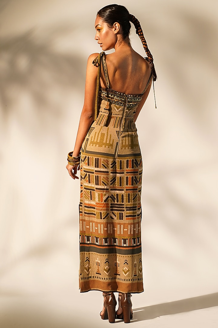 Green Double Georgette Embellished Tube Party Wear Dress by Nikita Mhaisalkar at Pernia's Pop Up Shop