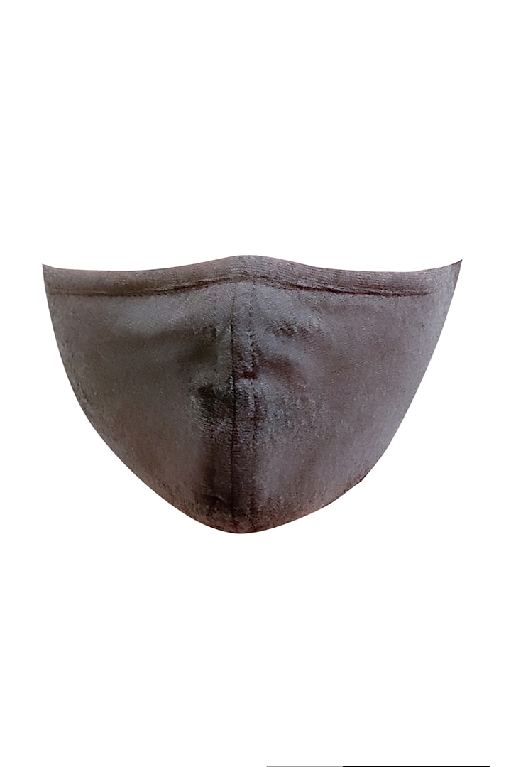 Grey 3 Ply Mask With Pouch by Nikita Mhaisalkar