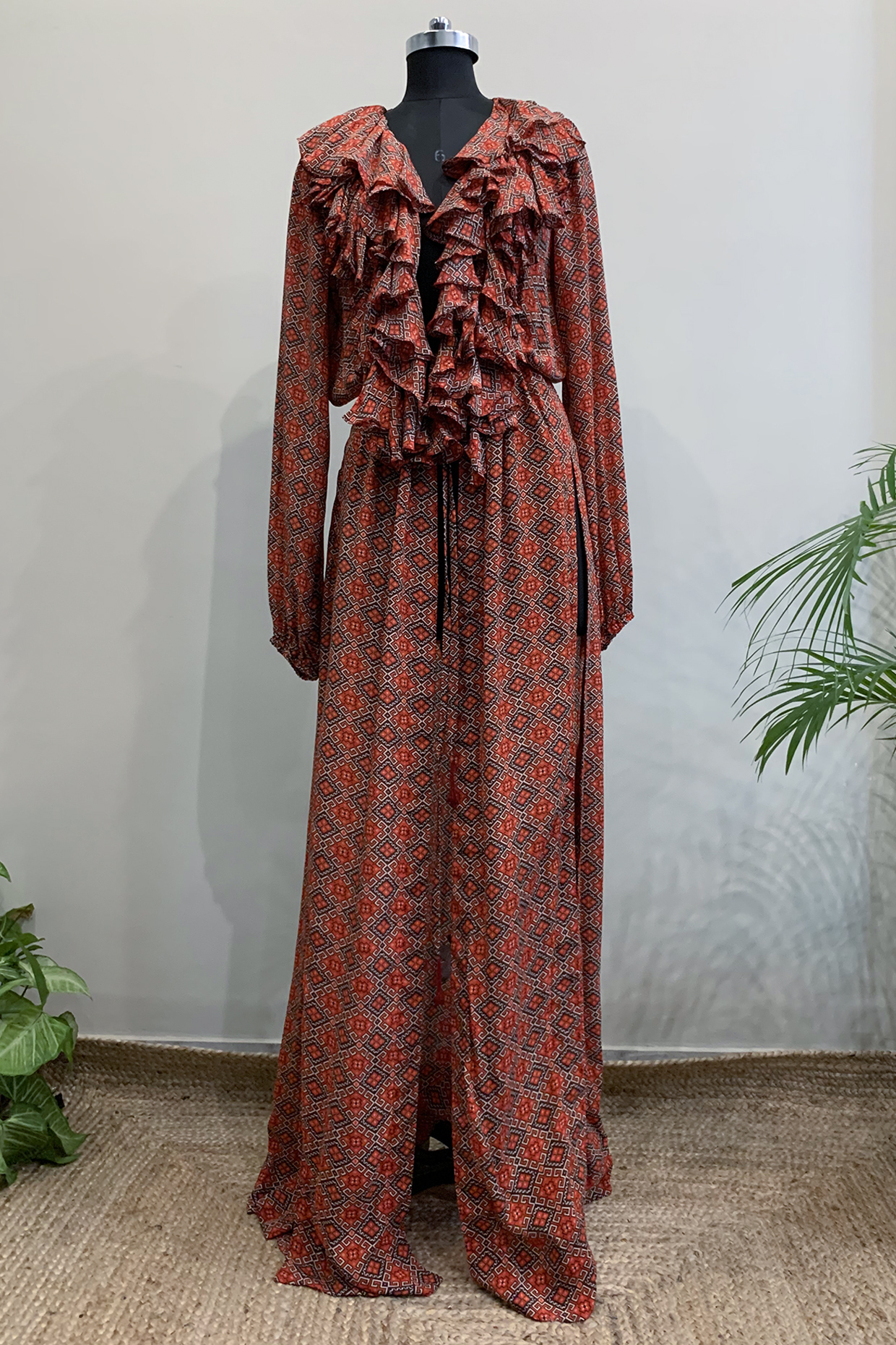 Red Jacket Vacation Dress With Yana Print by Nikita Mhaisalkar at Pernia's Pop Up Shop