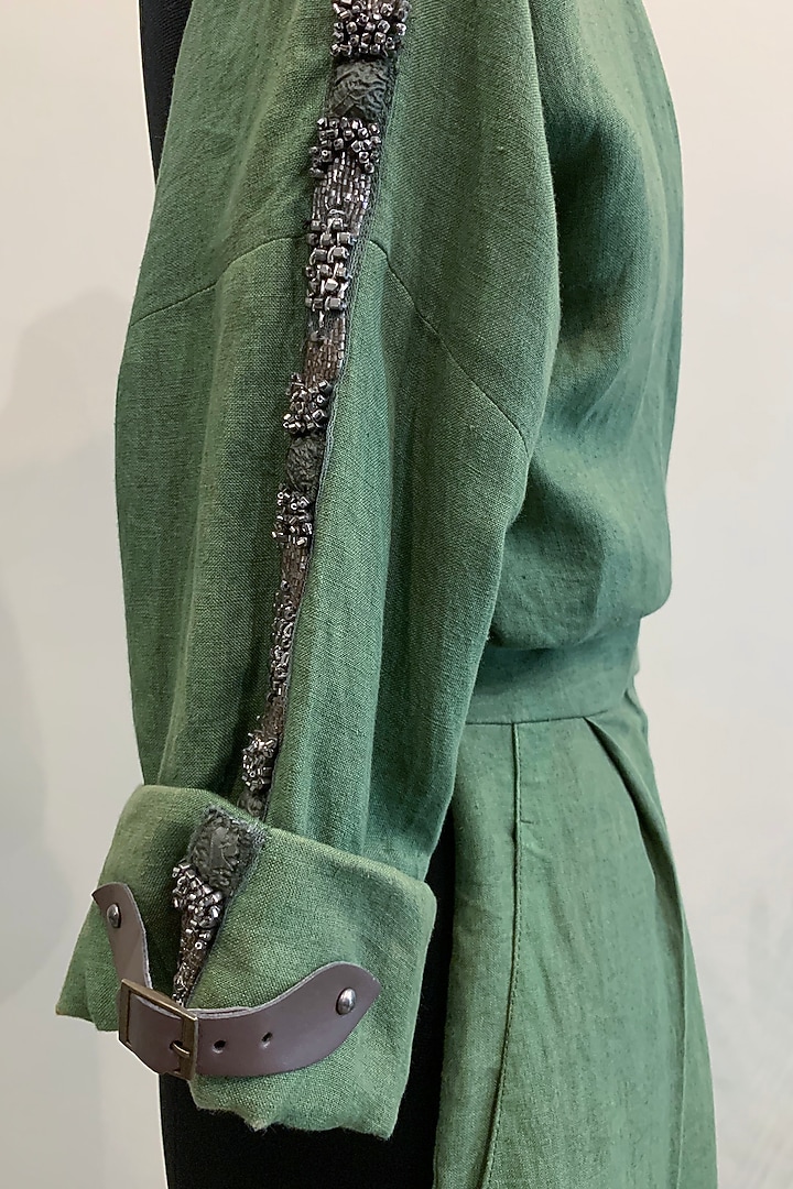 Green Cotton Linen Jumpsuit by Nikita Mhaisalkar at Pernia's Pop Up Shop