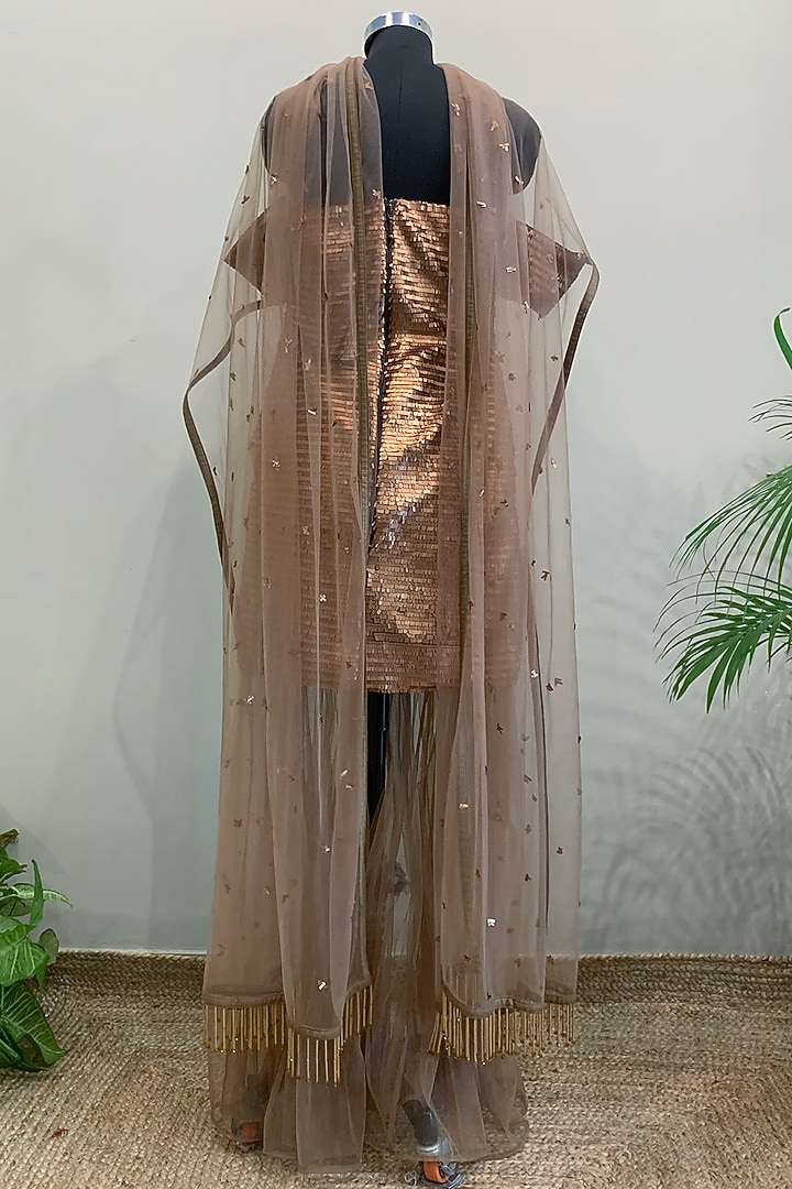 Copper Sequins Party Wear Sharara Set by Nikita Mhaisalkar at Pernia's Pop Up Shop