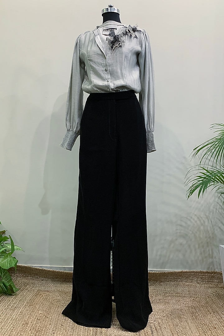 Black & White Jumpsuit With Appliques Embroidery by Nikita Mhaisalkar at Pernia's Pop Up Shop