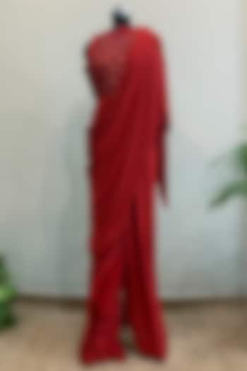 Red Bead Embroidered Jumpsuit by Nikita Mhaisalkar at Pernia's Pop Up Shop