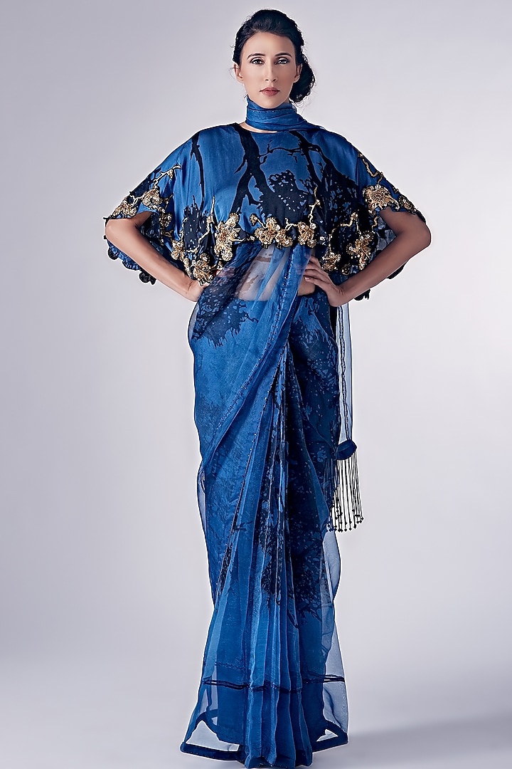 Blue Organza Satin Printed Wedding Saree

 by Nikita Mhaisalkar at Pernia's Pop Up Shop