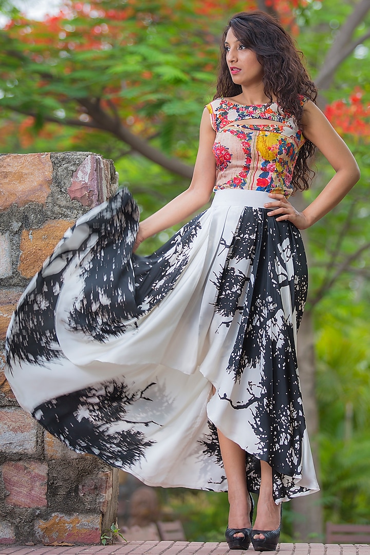 Multi Colored Printed Skirt Set by Nikita Mhaisalkar