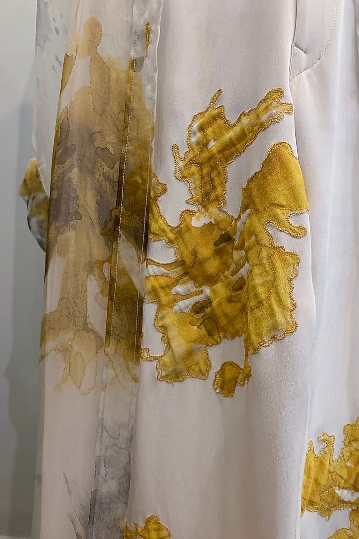 White & Yellow Floral Printed Jacket Set by Nikita Mhaisalkar at Pernia's Pop Up Shop
