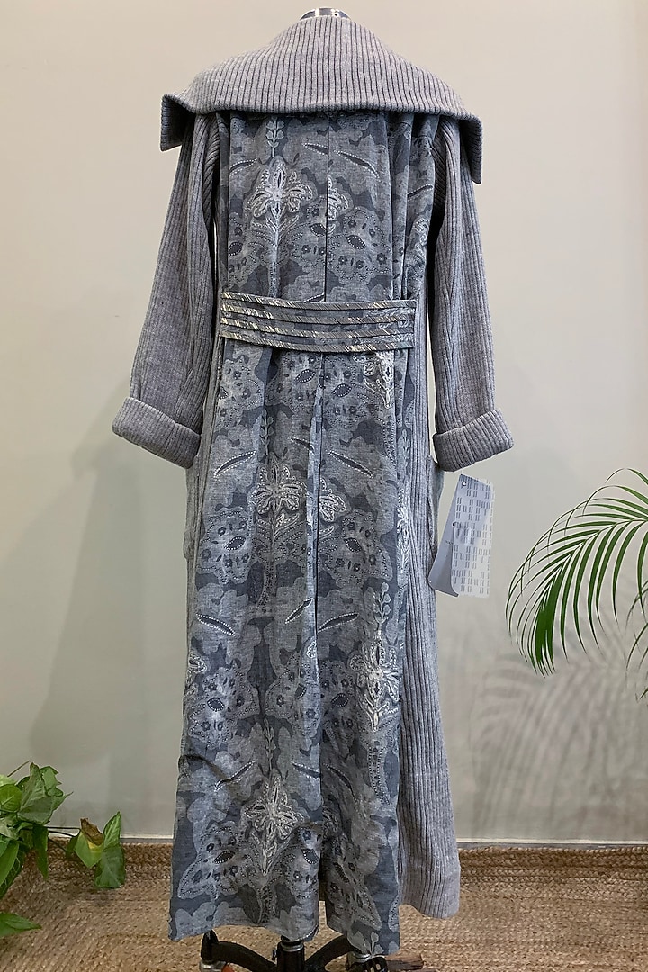 Jade Green & Grey Printed Jacket Set by Nikita Mhaisalkar at Pernia's Pop Up Shop