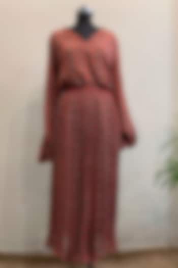Red Yana Printed Skirt Set by Nikita Mhaisalkar