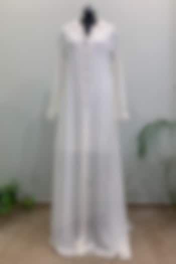 White Long Shirt With Mini Dress by Nikita Mhaisalkar