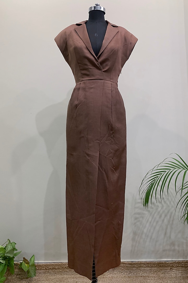 Brown Collared Dress by Nikita Mhaisalkar