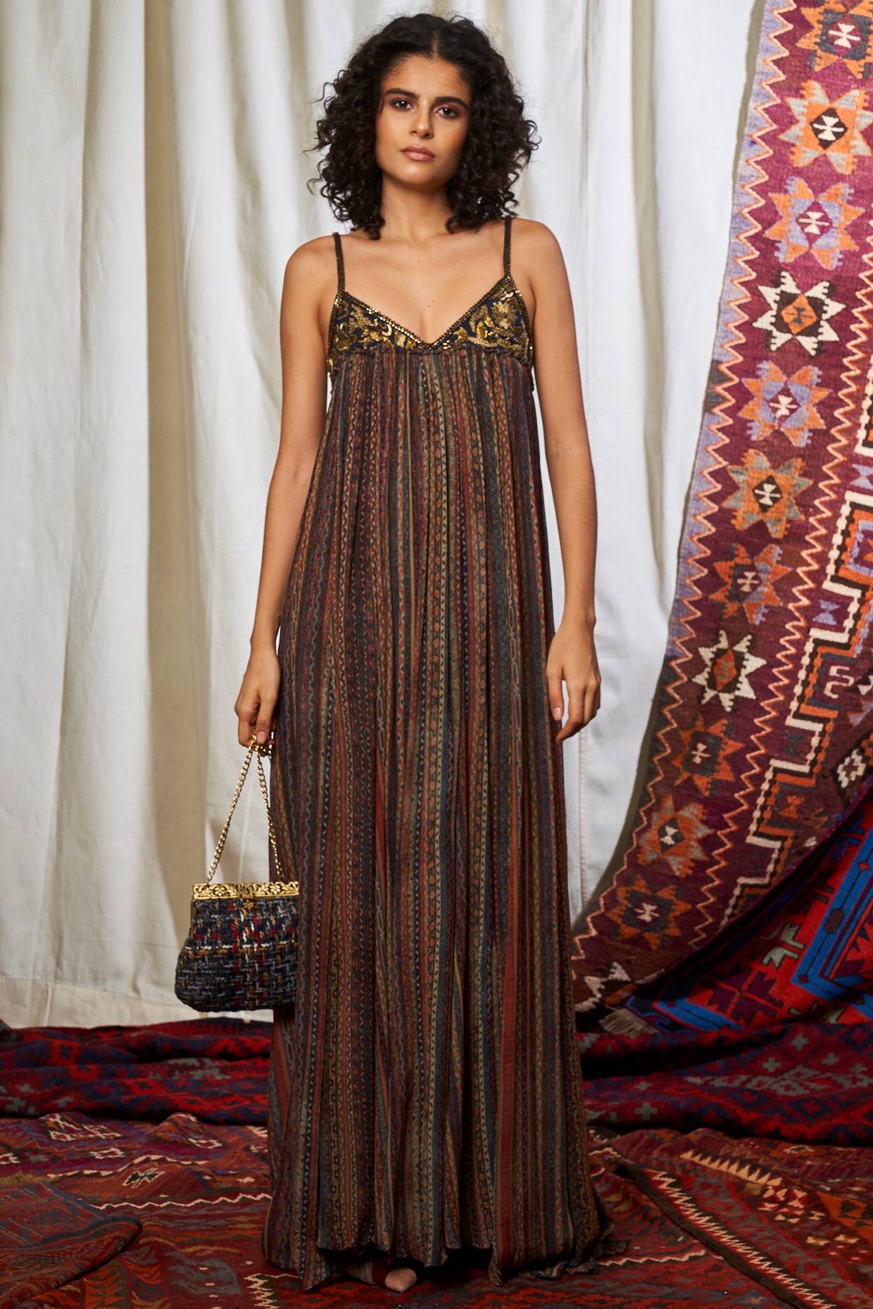 Multi Colored Printed Maxi Dress Design 