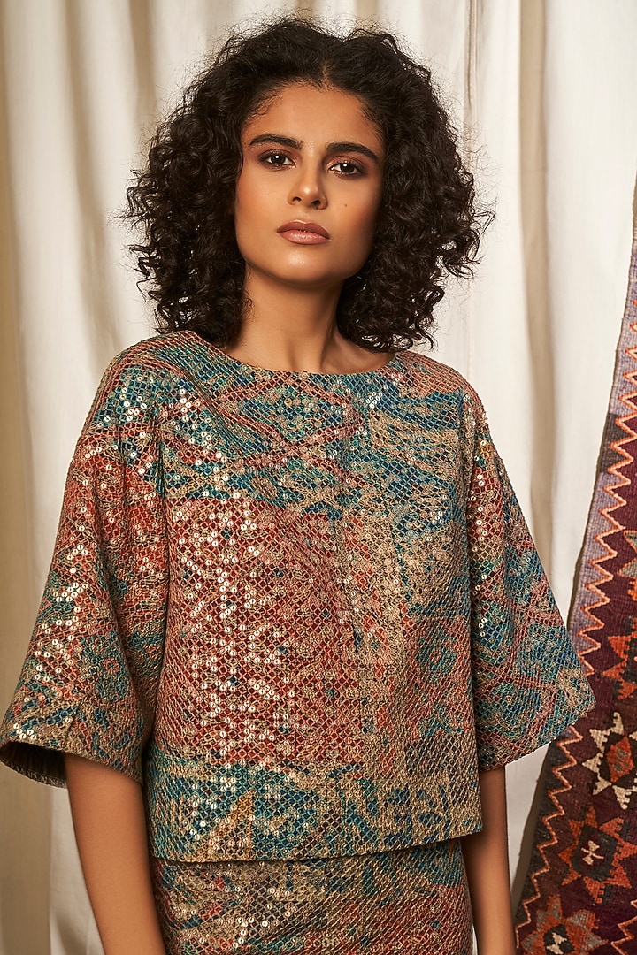 Multi Colored Printed Skirt by Nikita Mhaisalkar at Pernia's Pop Up Shop