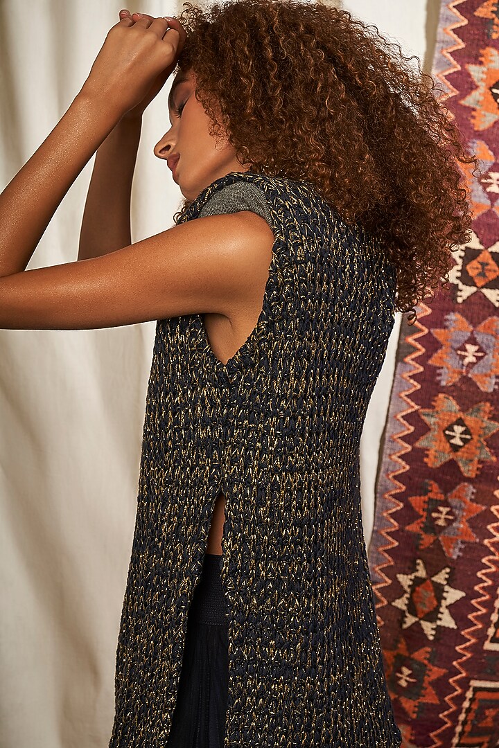 Navy Blue Cotton Vacation Dress by Nikita Mhaisalkar at Pernia's Pop Up Shop