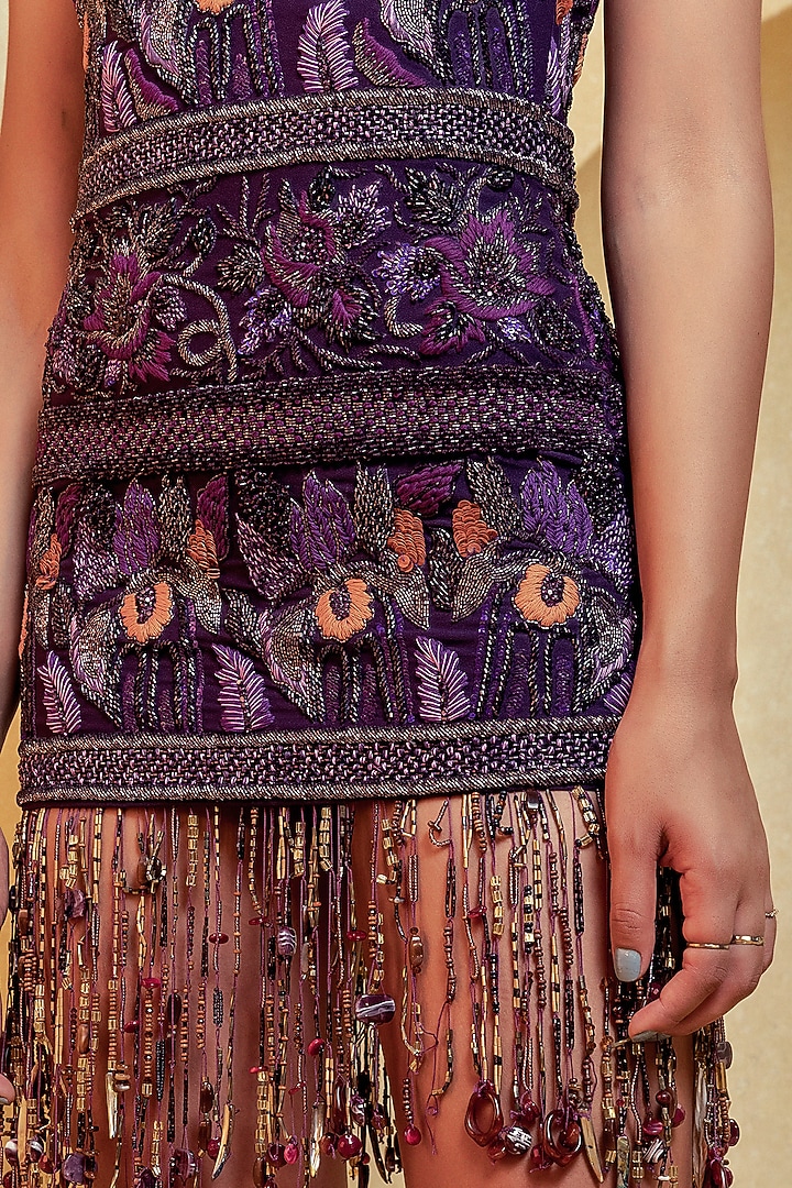 Aubergine Embellished Tube Party Wear Dress by Nikita Mhaisalkar at Pernia's Pop Up Shop
