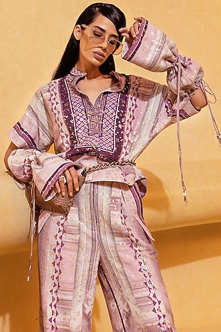 Lilac Printed Top by Nikita Mhaisalkar