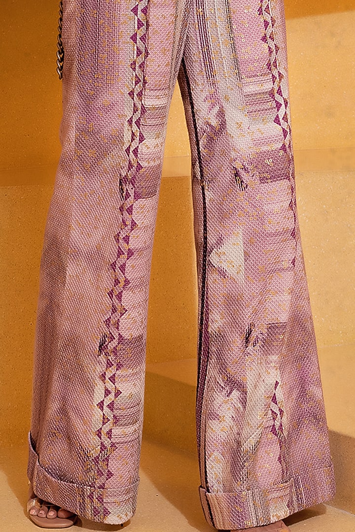 Lilac Printed Pants by Nikita Mhaisalkar at Pernia's Pop Up Shop