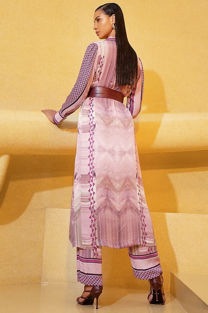 Lilac Printed Broad Pants by Nikita Mhaisalkar at Pernia's Pop Up Shop