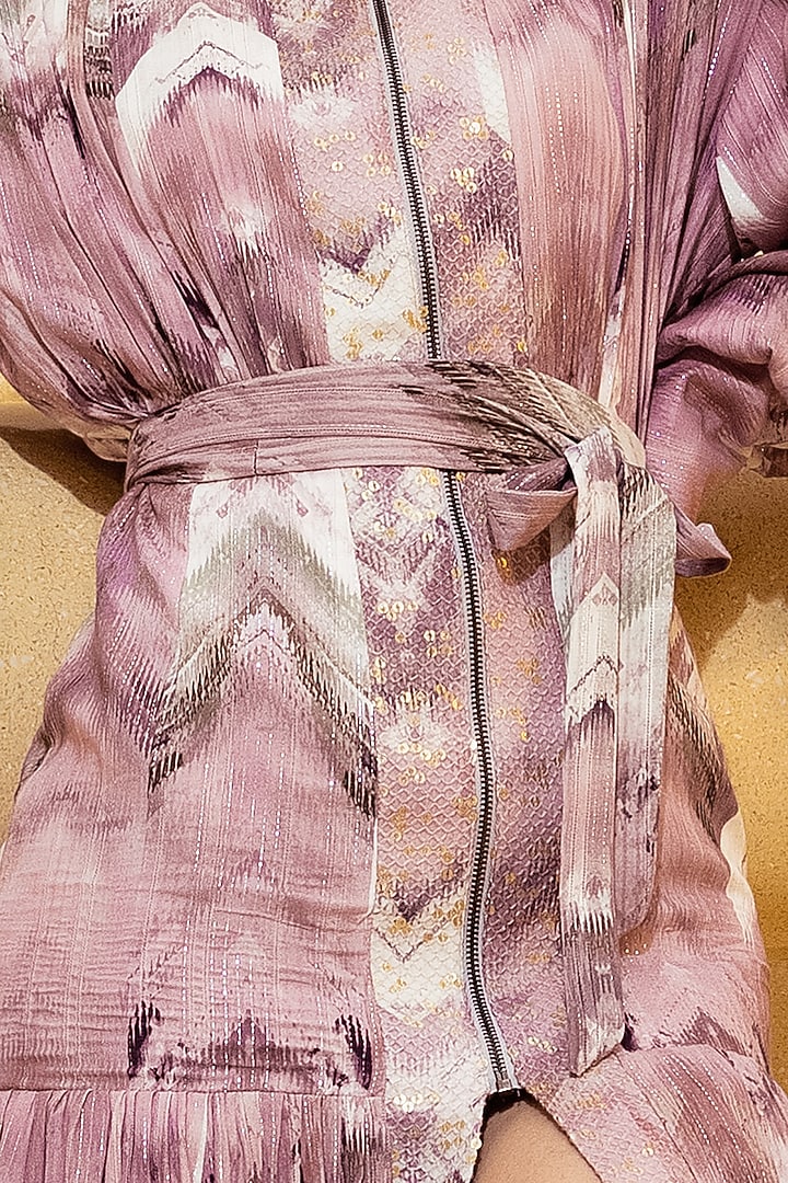 Lilac Floss Printed Party Wear Dress by Nikita Mhaisalkar at Pernia's Pop Up Shop