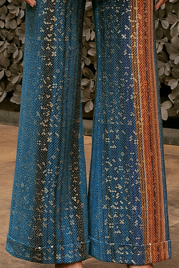 Cerulean Blue Printed Pant Set by Nikita Mhaisalkar at Pernia's Pop Up Shop