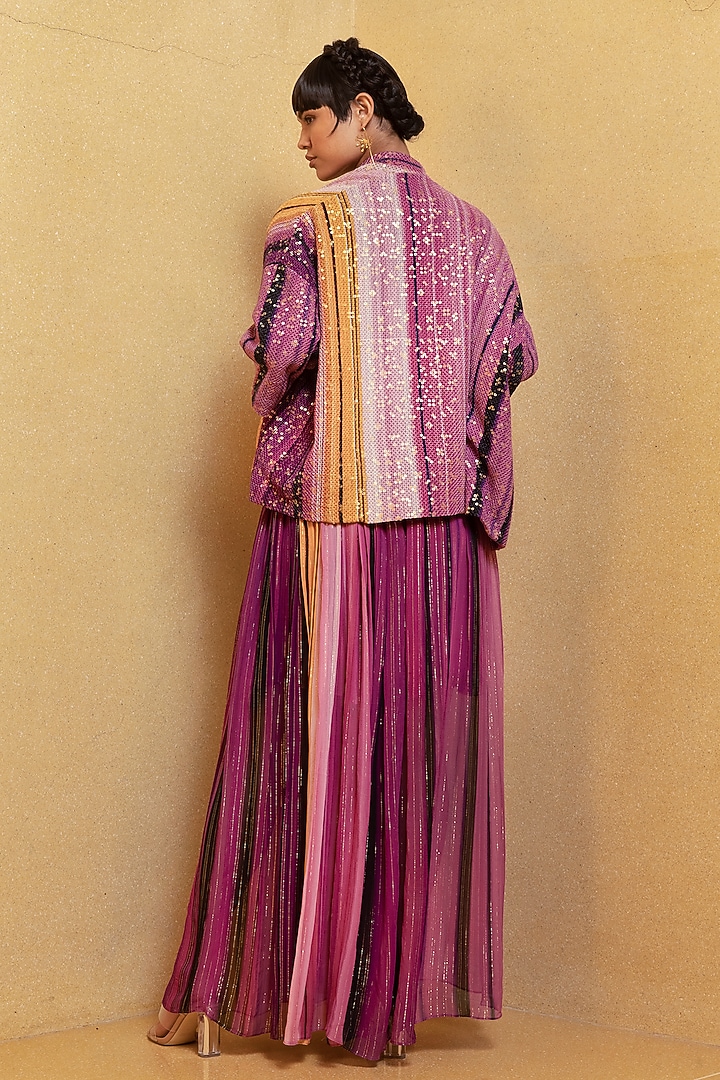 Berry Pink Printed Party Wear Dress by Nikita Mhaisalkar at Pernia's Pop Up Shop