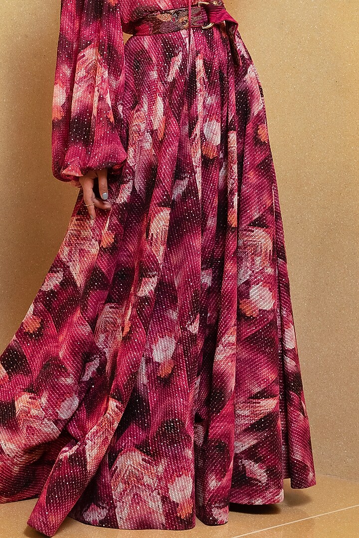 Magenta Printed Skirt by Nikita Mhaisalkar at Pernia's Pop Up Shop