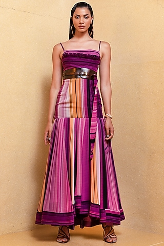 Berry Pink Printed Skirt Set by Nikita Mhaisalkar