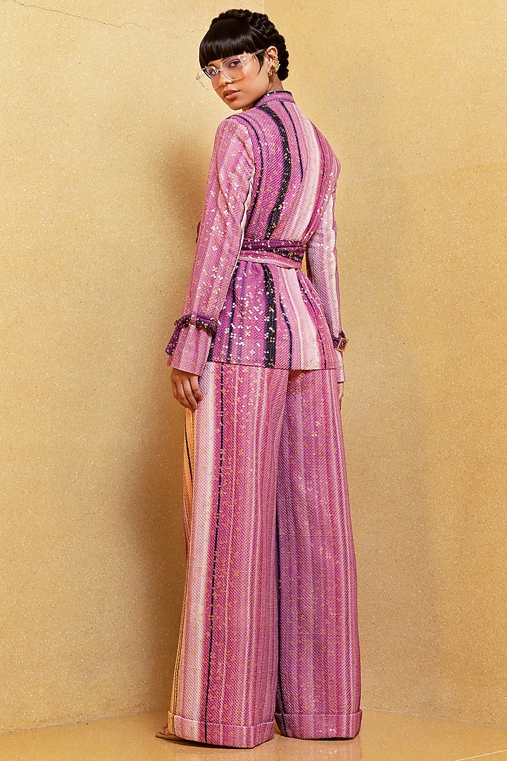 Berry Pink Printed Pant Set by Nikita Mhaisalkar at Pernia's Pop Up Shop