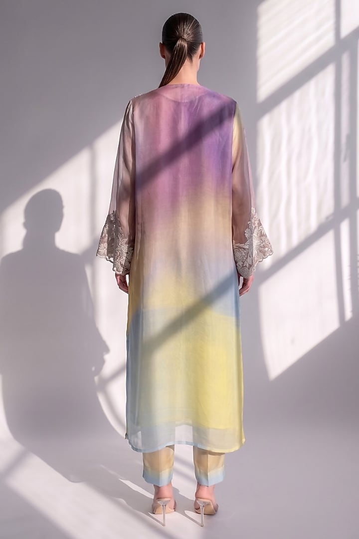 Purple Silk Organza Thread Embroidered Kurta Set by Nikita Mhaisalkar at Pernia's Pop Up Shop