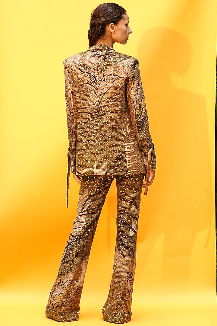 Brown Printed Pant Set by Nikita Mhaisalkar at Pernia's Pop Up Shop