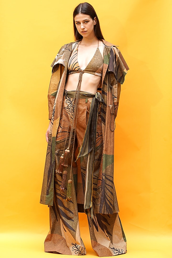 Brown Printed Bralette by Nikita Mhaisalkar at Pernia's Pop Up Shop