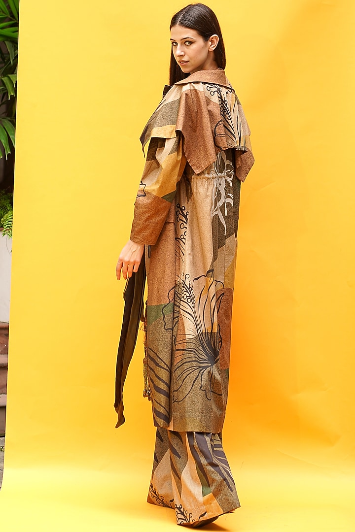 Brown Printed Broad Pants by Nikita Mhaisalkar at Pernia's Pop Up Shop
