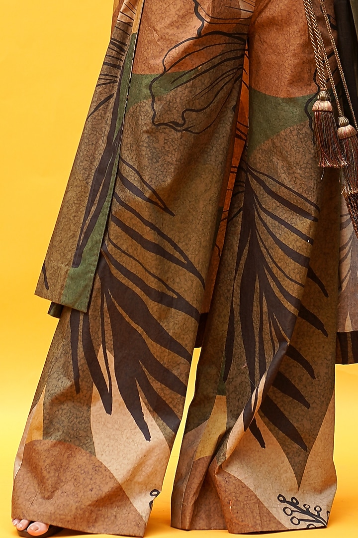 Brown Printed Broad Pants by Nikita Mhaisalkar at Pernia's Pop Up Shop
