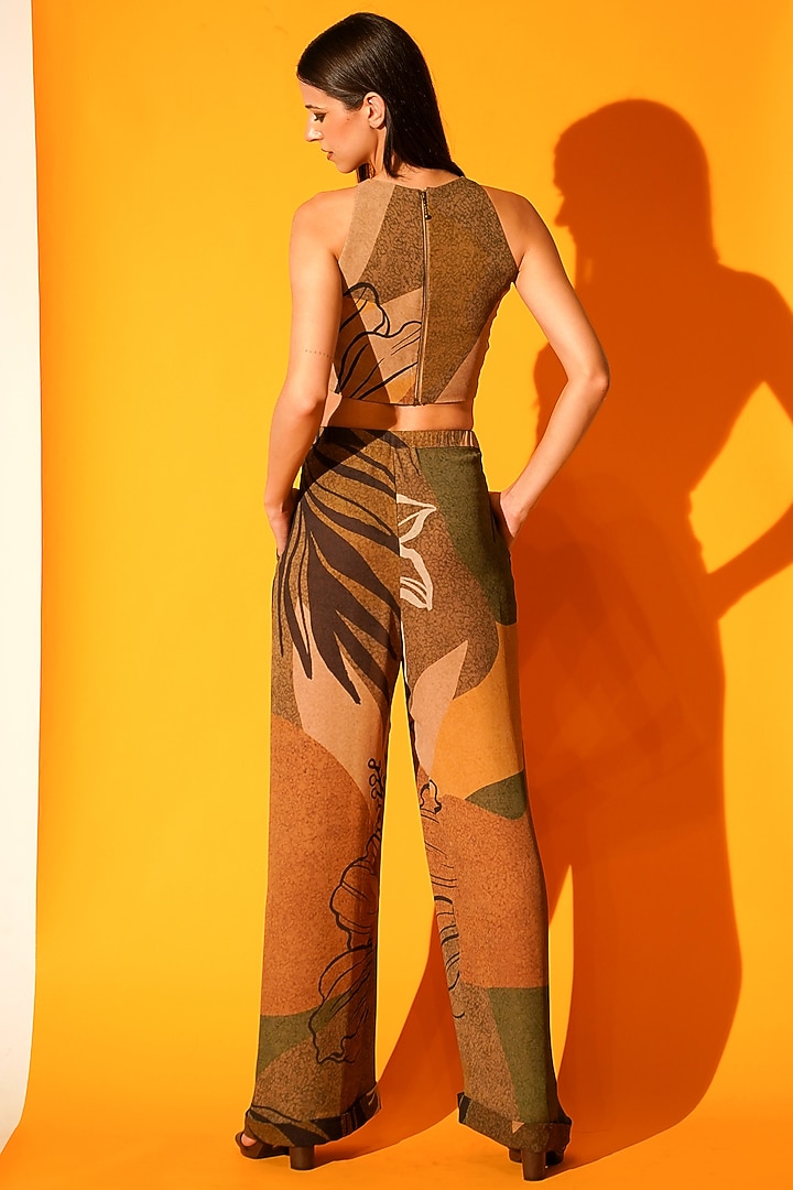 Brown Printed Pant Set by Nikita Mhaisalkar at Pernia's Pop Up Shop