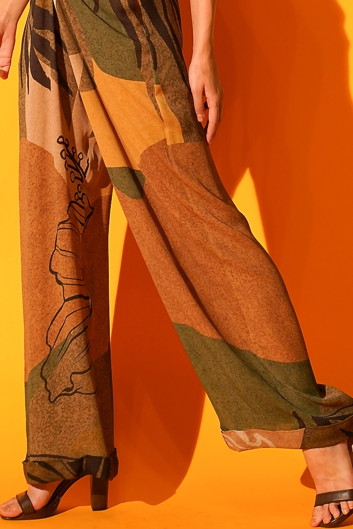 Brown Printed Pant Set by Nikita Mhaisalkar at Pernia's Pop Up Shop