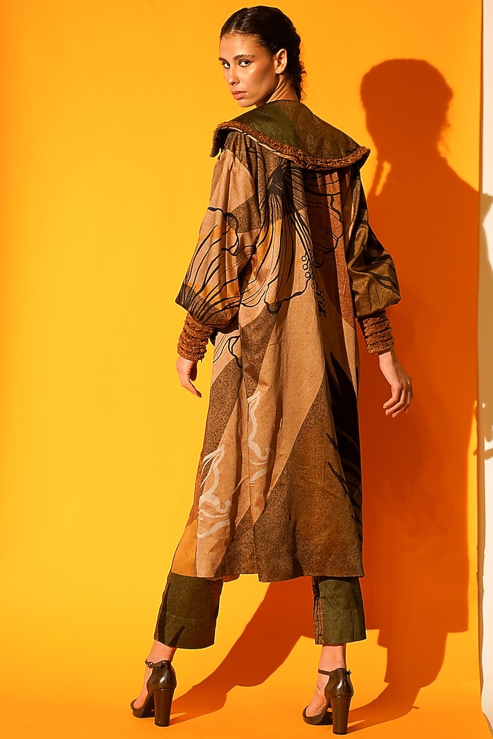 Brown Printed Jacket Set by Nikita Mhaisalkar at Pernia's Pop Up Shop