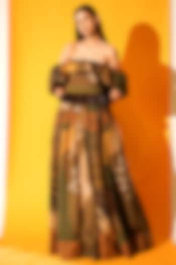 Tropical Brown Printed Dress by Nikita Mhaisalkar