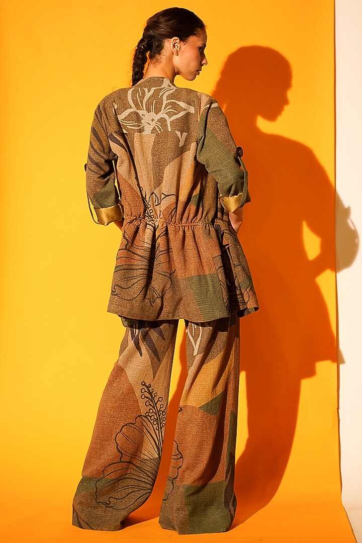 Tropical Brown Printed Jacket Set by Nikita Mhaisalkar at Pernia's Pop Up Shop