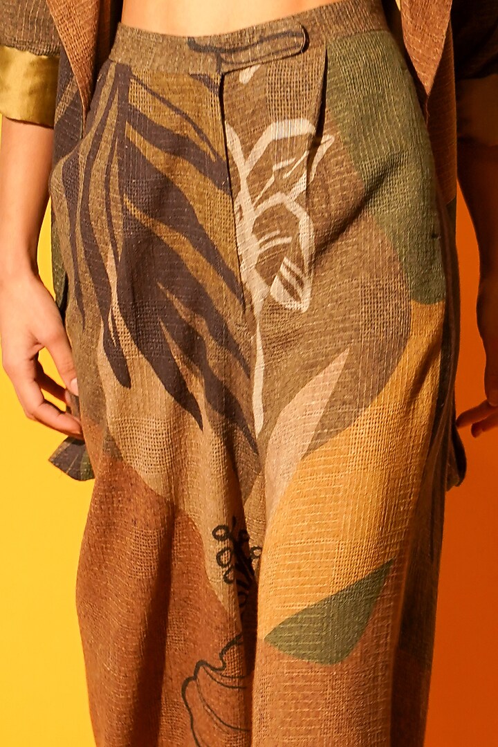 Tropical Brown Printed Jacket Set by Nikita Mhaisalkar at Pernia's Pop Up Shop
