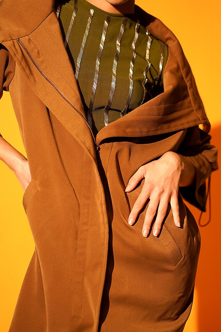Tan Luxe Suiting Jacket by Nikita Mhaisalkar at Pernia's Pop Up Shop