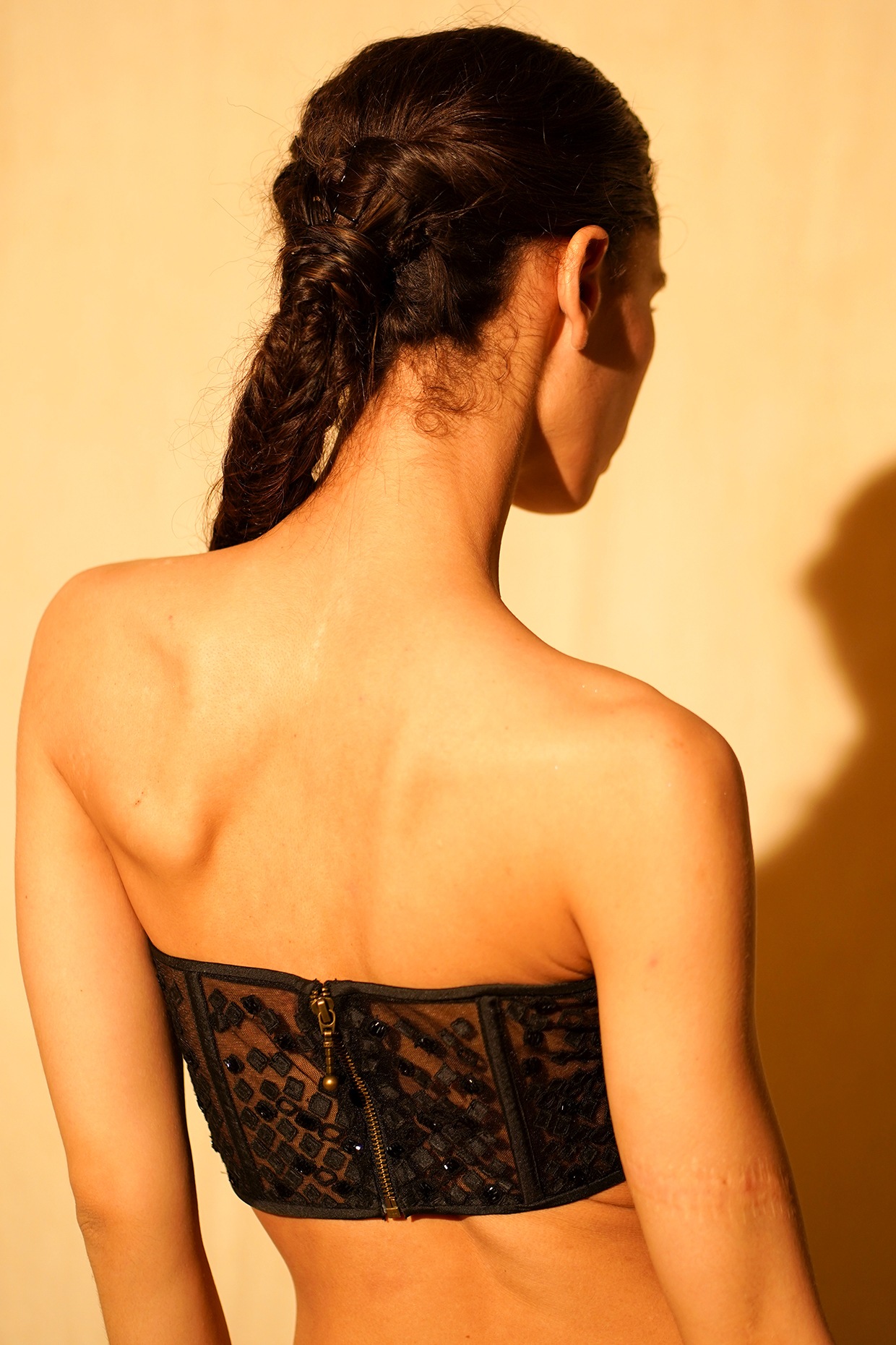 Black Tulle Tube Corset Top by Nikita Mhaisalkar at Pernia's Pop