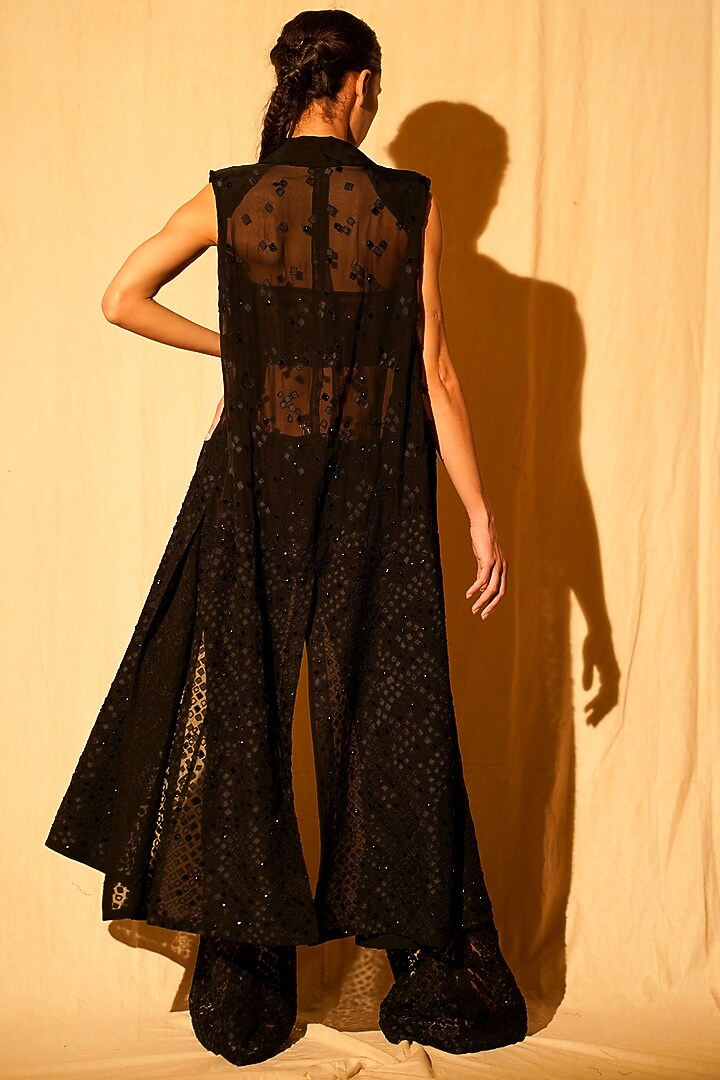 Black Hand Embroidered Jacket by Nikita Mhaisalkar at Pernia's Pop Up Shop