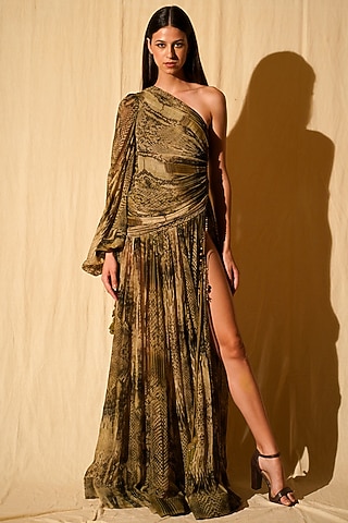 Green Printed Dress by Nikita Mhaisalkar